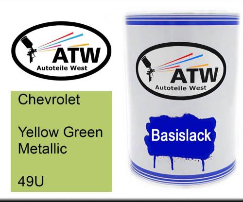Chevrolet, Yellow Green Metallic, 49U: 500ml Lackdose, von ATW Autoteile West.